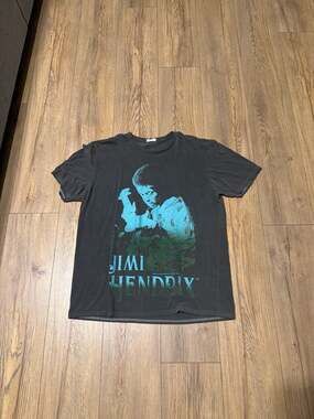 Authentic Hendrix Jimi Hendrix Blue and Green Gradient Guitar Graphic T-Shirt